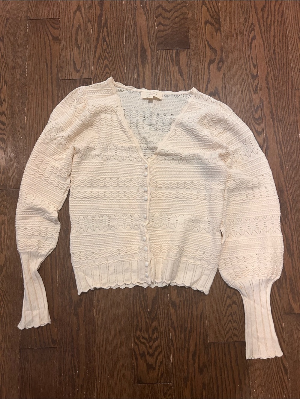 Sezane Cream Knit Button-Front Women's Cardigan Sweater